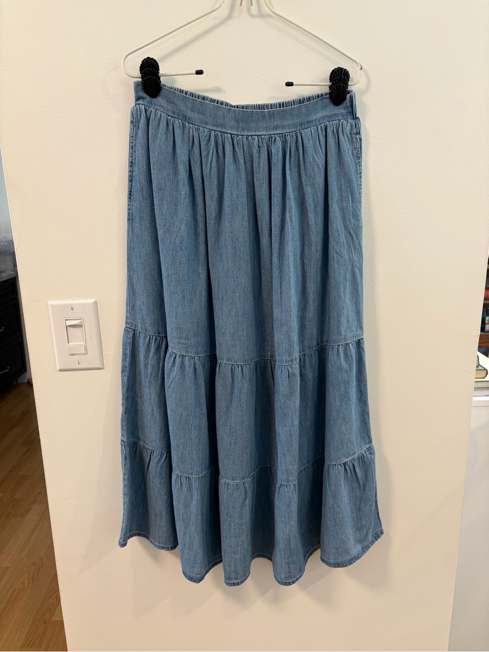 Denim Tiered MidSkirt - Blue